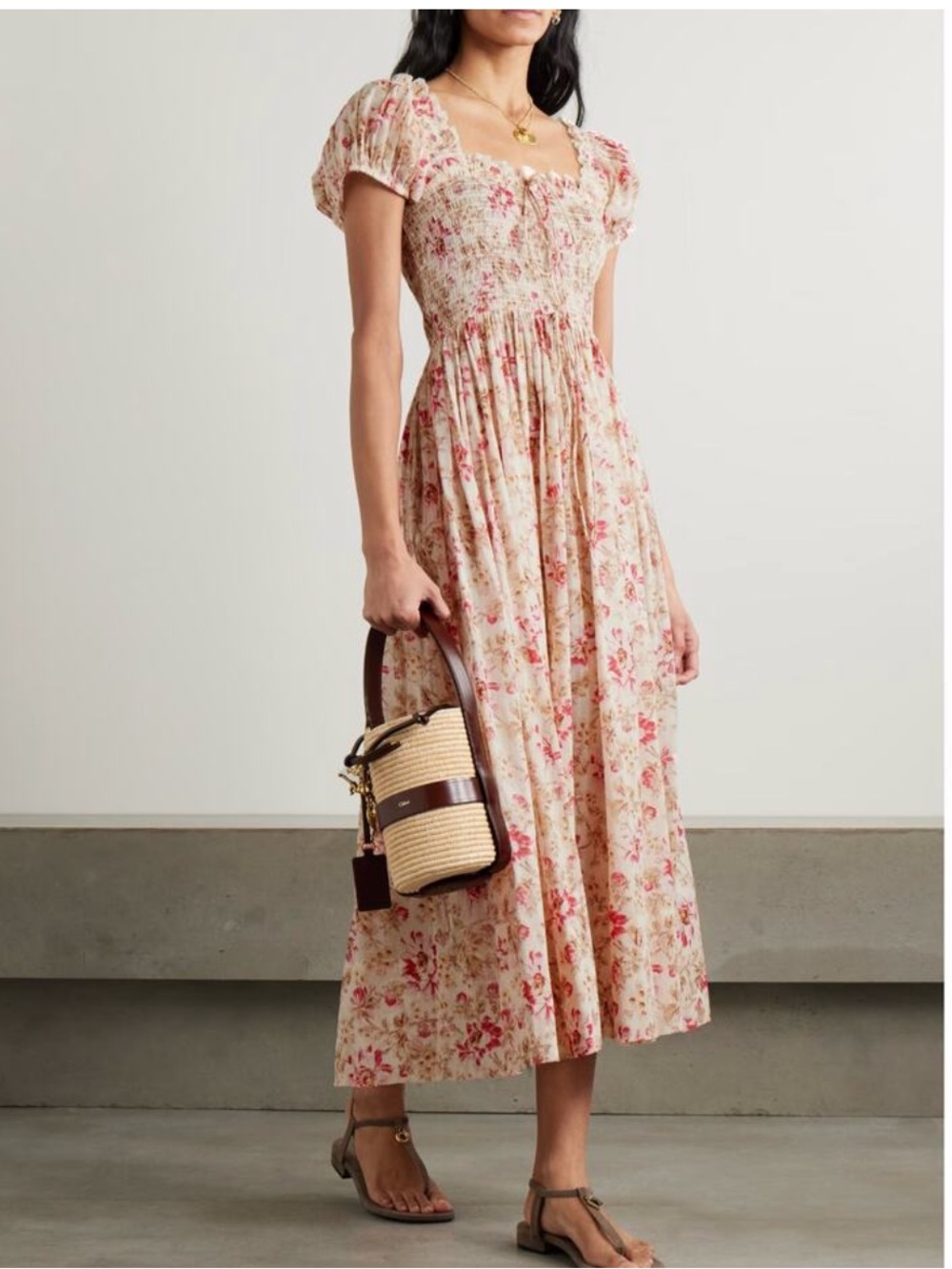 DOEN Stanza Lace-trimmed Floral-print Cotton-voile Dress